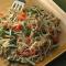 Spaghetti with Arugula, Roasted Peppers & Prosciutto